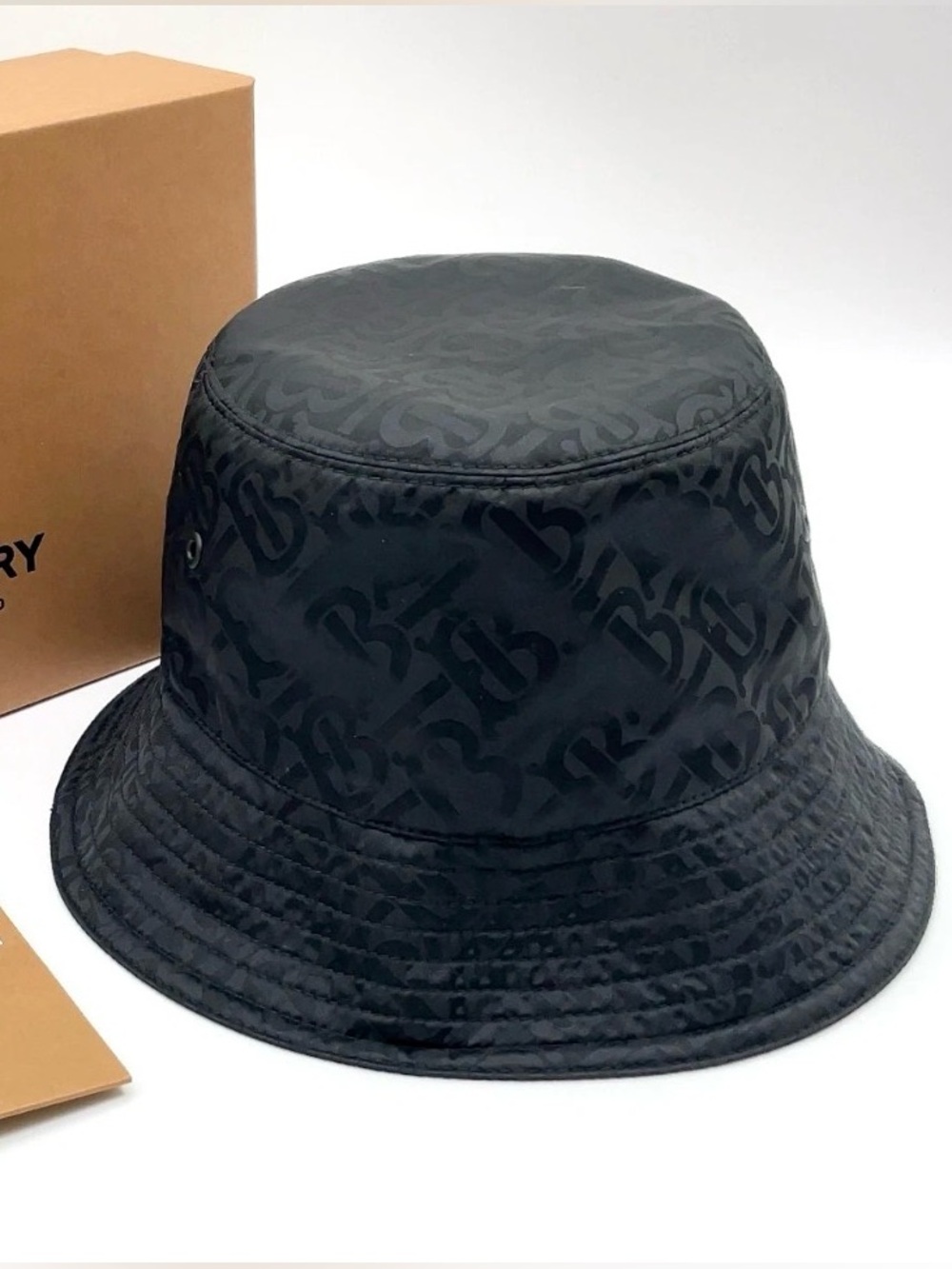Burberry TB NEW Black Monogram Reversible Bucket Hat medium